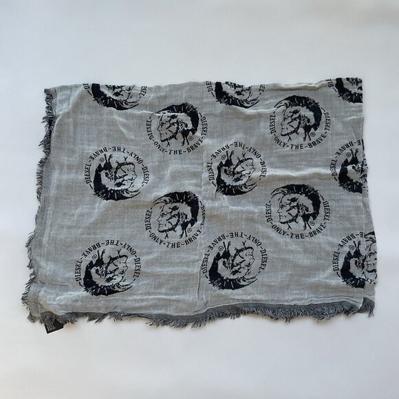 $98 Diesel Unisex Sface Scarf One Size Light Grey-Black - Picture 4 of 5